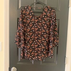 DR2 Black and Pink Floral Blouse